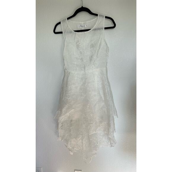 OSX White Fairycore Tiered Sheer Mini Dress - M - Picture 1 of 3